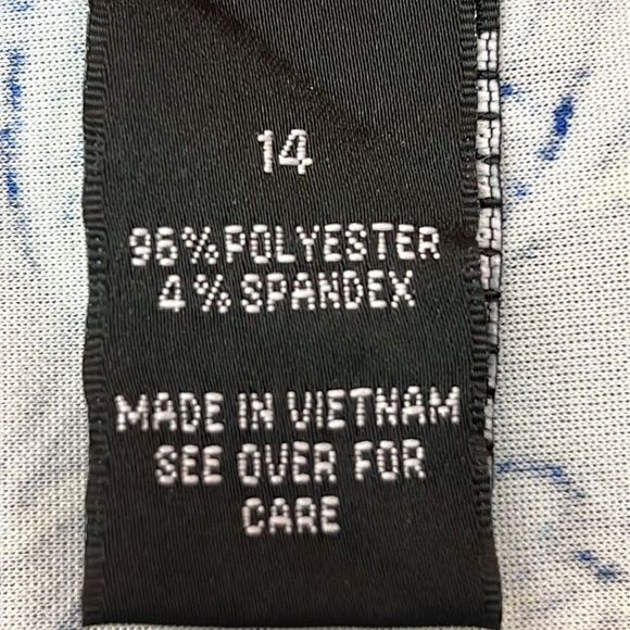 Alex Women’s Knit Sheath Dress Size 14 Blue/Green/White Polyester/ Spandex EUC - Picture 7 of 10